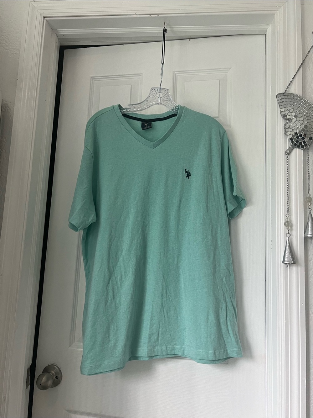 U.S. Polo Assn. Mint Green V-Neck Tee with Logo